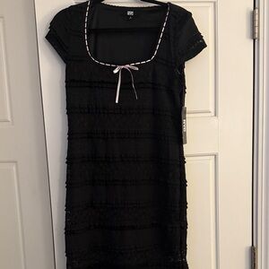 NYC Black Mini Dress with Pink Bow